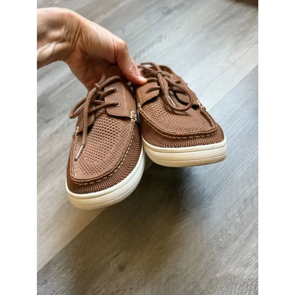 ALDO Men’s Brown White Knit Boat Shoes 8 Comfy Coastal